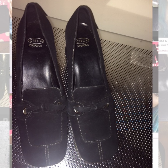 Joan and David black suede low block heel shoes suede heels black shoes - Picture 1 of 4